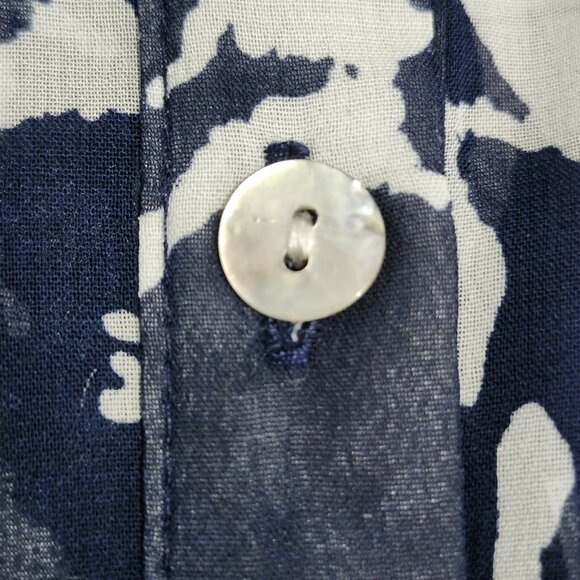 Madison Paige Women's XL Sheer Roll Tab Sleeve Top Navy White Office Travel - Picture 7 of 13